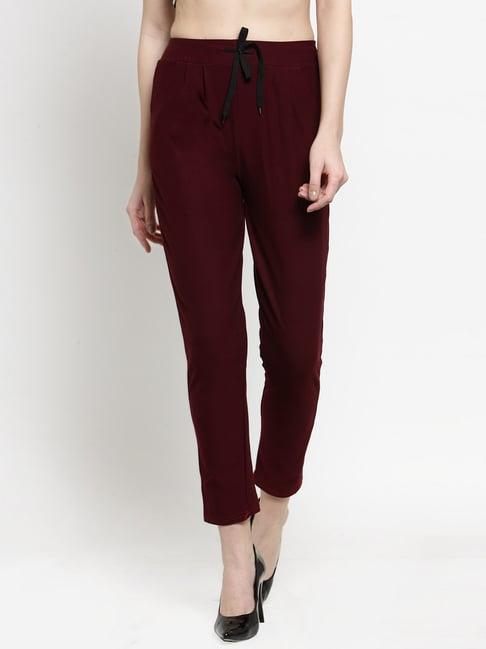 global republic maroon slim fit pants