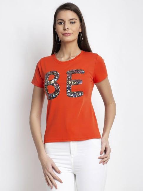 global republic orange printed t-shirt