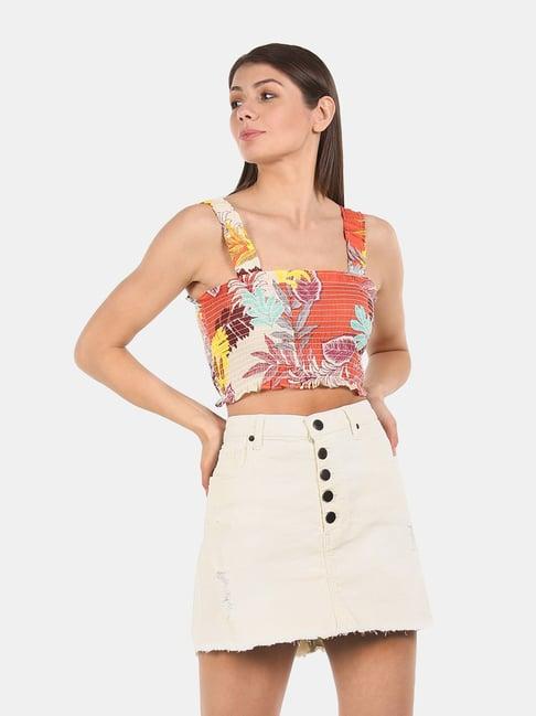 aeropostale orange printed crop top