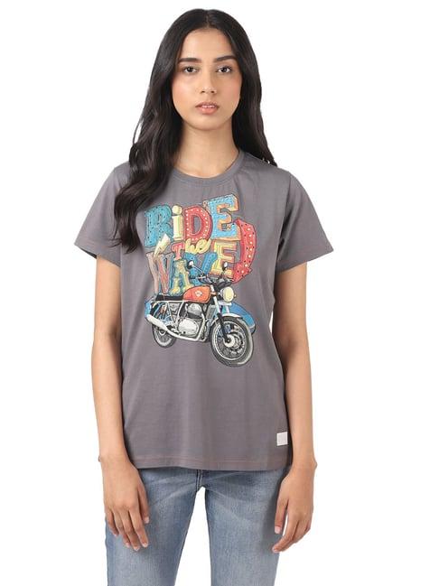 royal enfield grey ride wave t-shirt