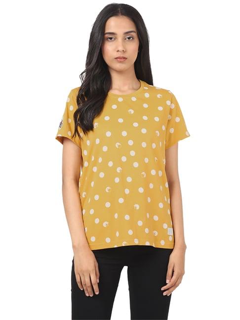 royal enfield mustard polka dots t-shirt