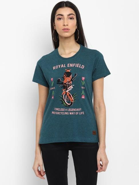 royal enfield teal classic melange t-shirt