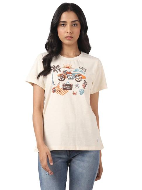 royal enfield cream where next crew t-shirt