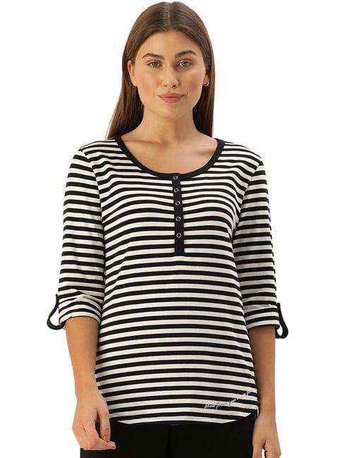 enamor black & ivory striped tee