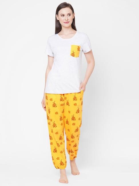 mystere paris white & yellow t-shirt with joggers