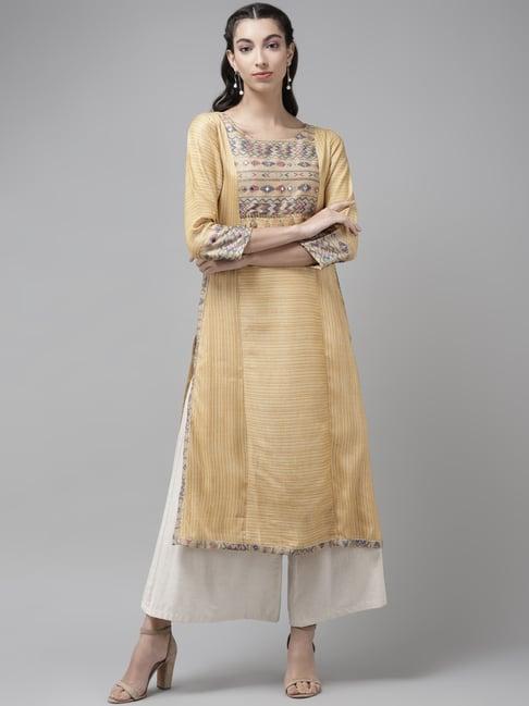 cayman mustard striped kurta