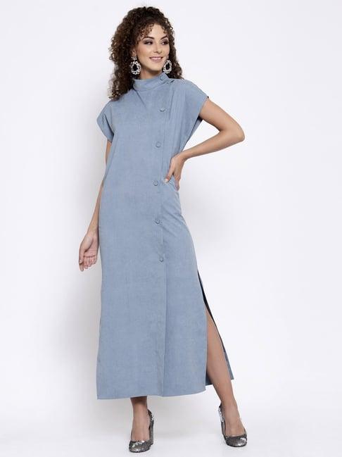 lela powder blue regular fit dress