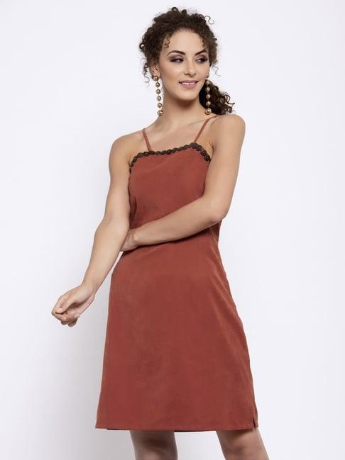 lela rust regular fit dress