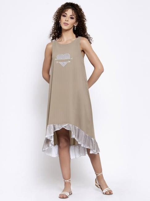 lela beige embroidered dress