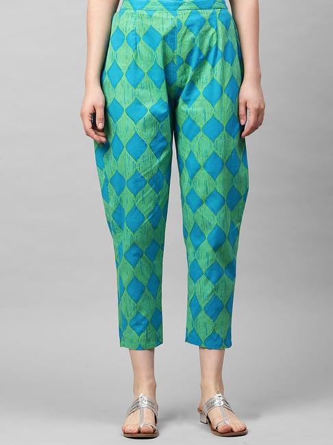 indo era green striped palazzos