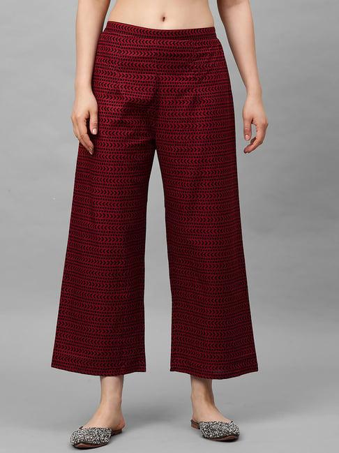 indo era maroon printed palazzos