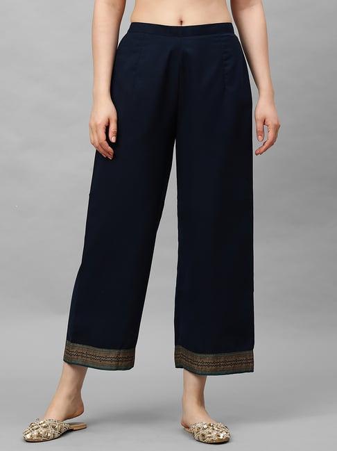 indo era navy cotton palazzos