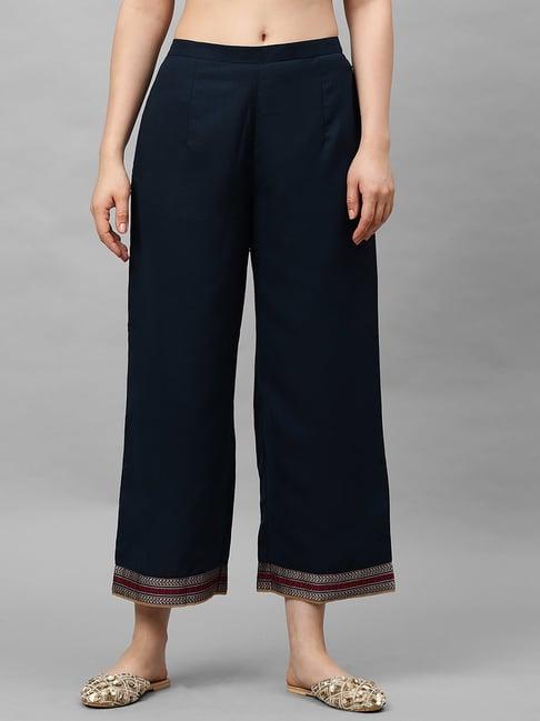 indo era navy cotton palazzos