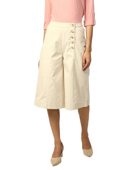 elle beige straight fit culottes