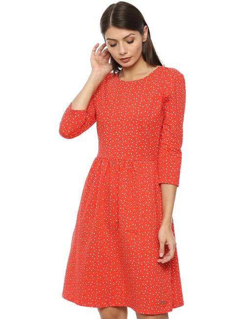 van heusen orange floral print dress