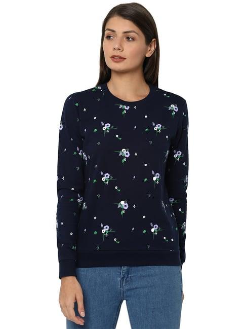 solly by allen solly navy floral print sweatshirt