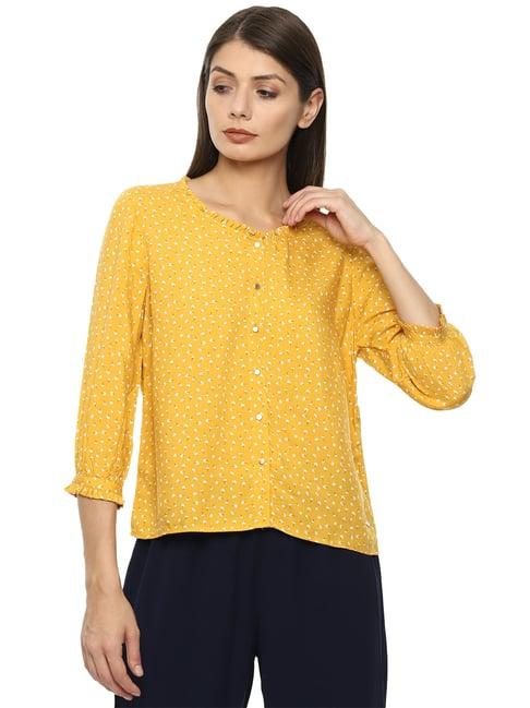 van heusen yellow floral print top