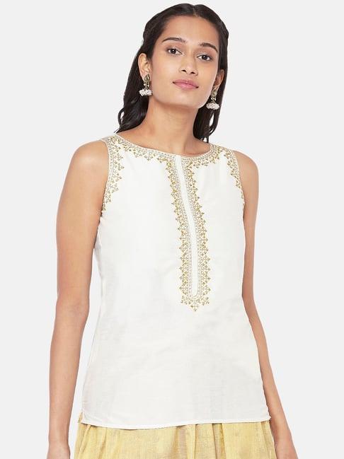 ethnicity off white embellished top