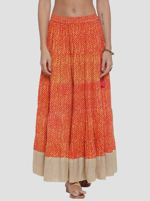 ksut orange printed skirt