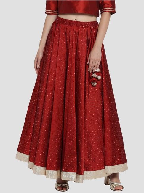 ksut maroon embroidered skirt