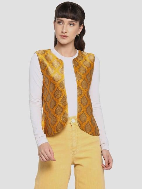 hangup yellow embroidered ethnic jacket