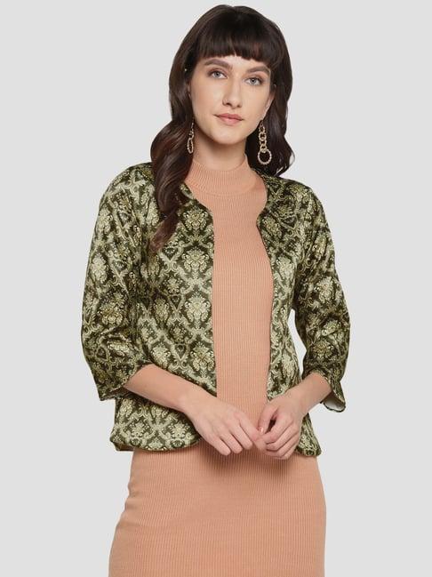 hangup green printed ethnic jacket