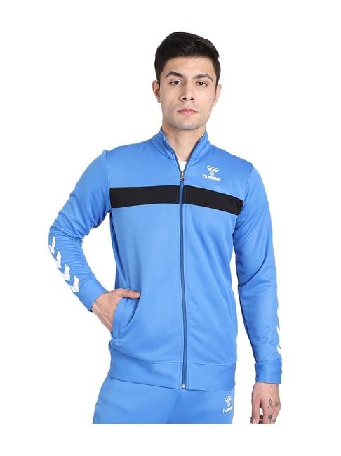 hummel blue regular fit solid jacket