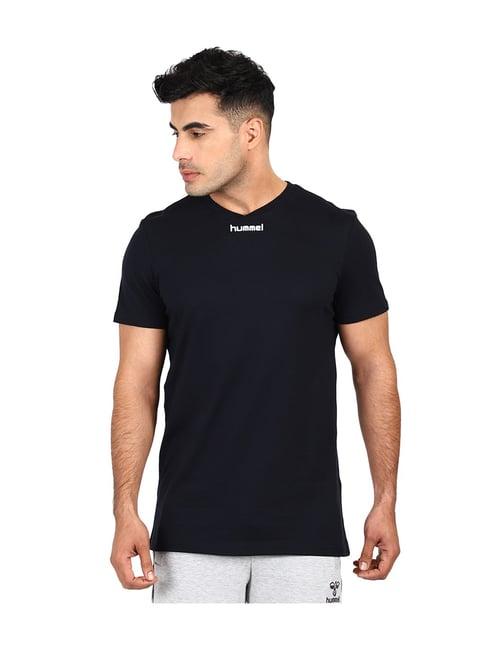 hummel black round neck cotton t-shirt