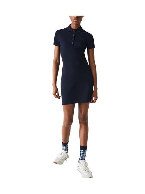 lacoste navy stretch cotton pique slim fit polo dress