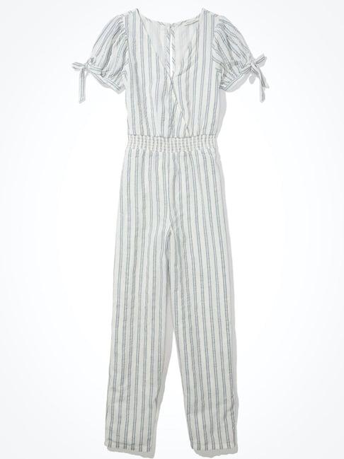 american eagle outfitters off-white v neck jumpsuit