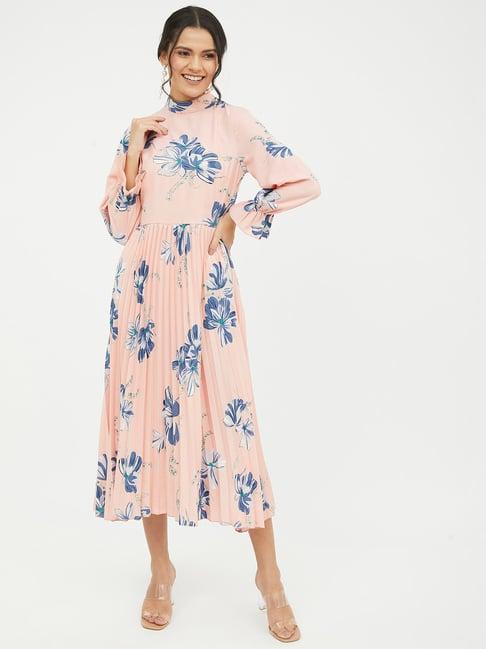 harpa peach & blue floral print dress