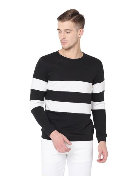 rigo black & white cotton slim fit striped t-shirt