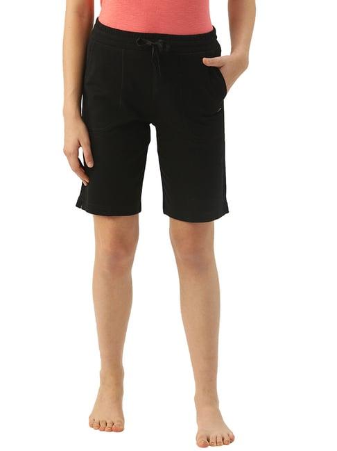 enamor jet black cotton bermuda shorts