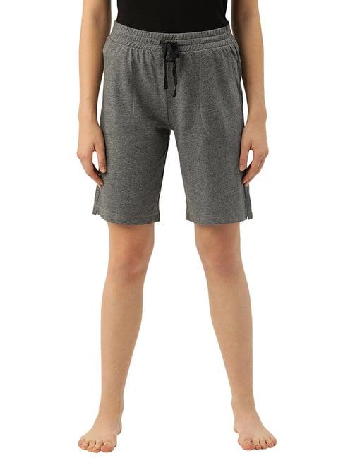 enamor medium grey melange textured bermuda shorts