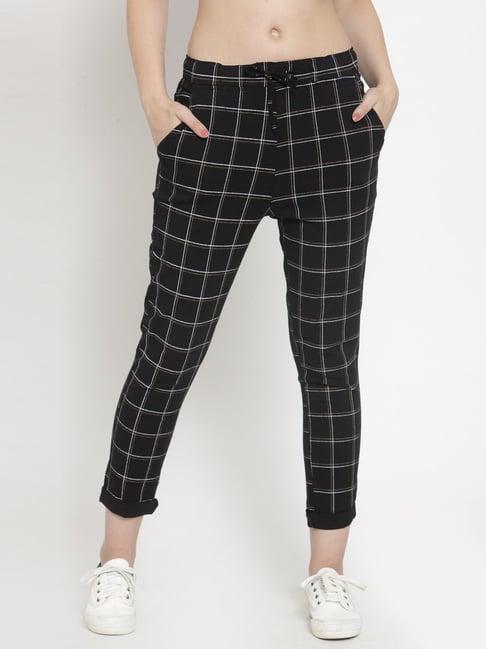 global republic black checks trousers