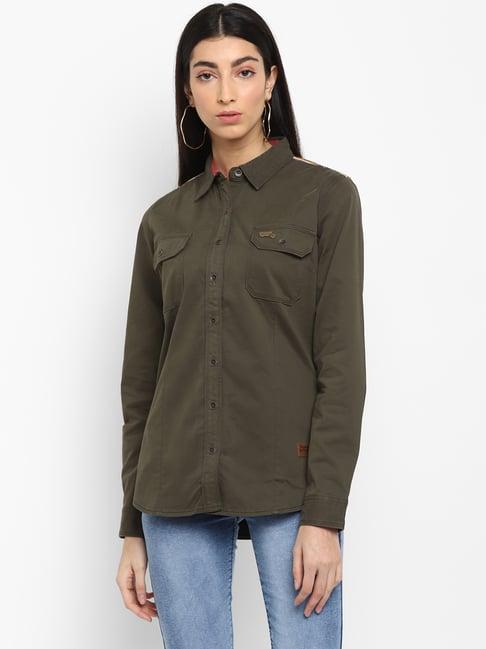 royal enfield olive cotton shirt