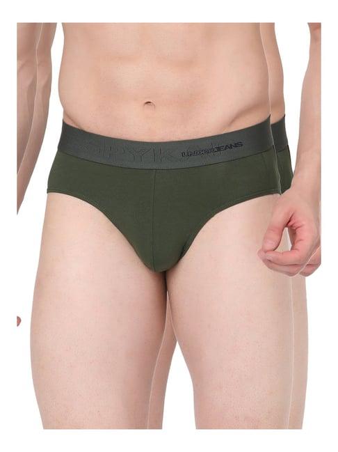 underjeans by spykar olive briefs - pack of 2