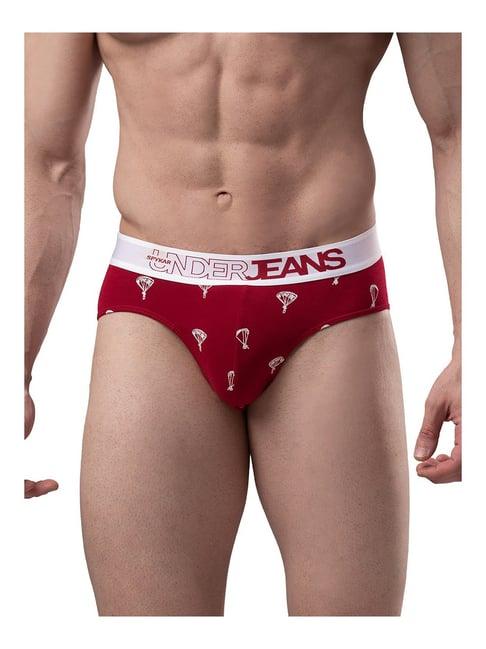 underjeans by spykar maroon printed briefs