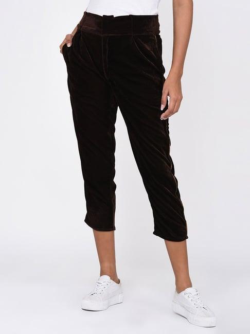 rigo brown cotton cropped pants