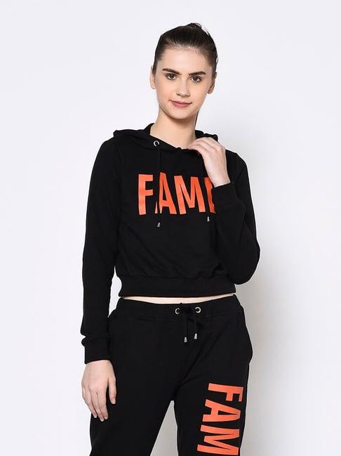 rigo black graphic print crop sweatshirt