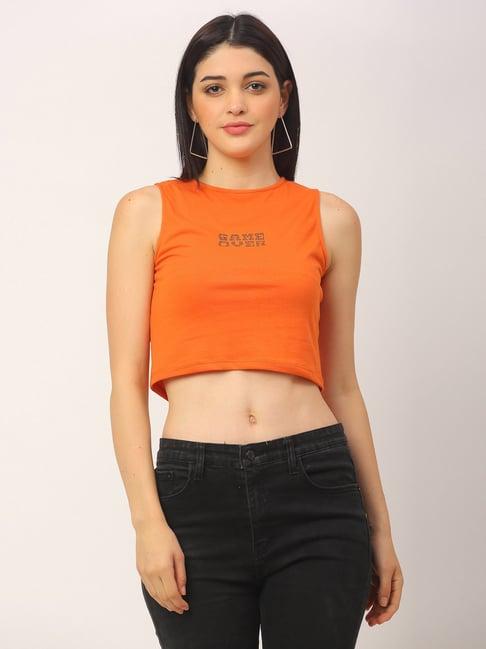 rigo orange graphic print top