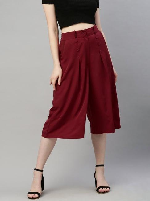 sera maroon regular fit culottes