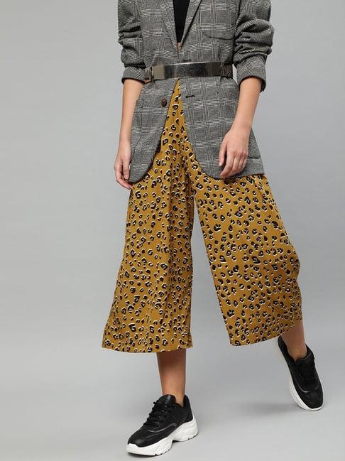 sera mustard animal print culottes