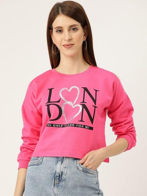 sera fushia graphic print crop sweatshirt