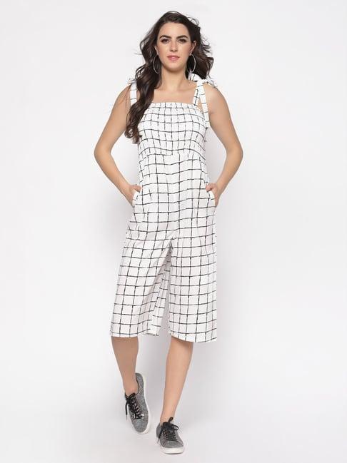 sera white checks jumpsuit