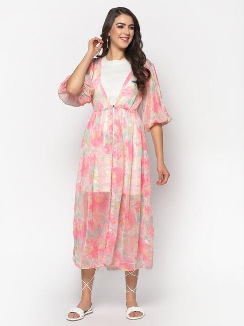 sera pink printed cover up shrug