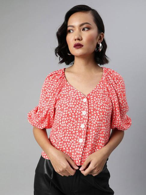 sera orange printed top