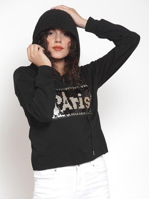 global republic black embellished hoodie