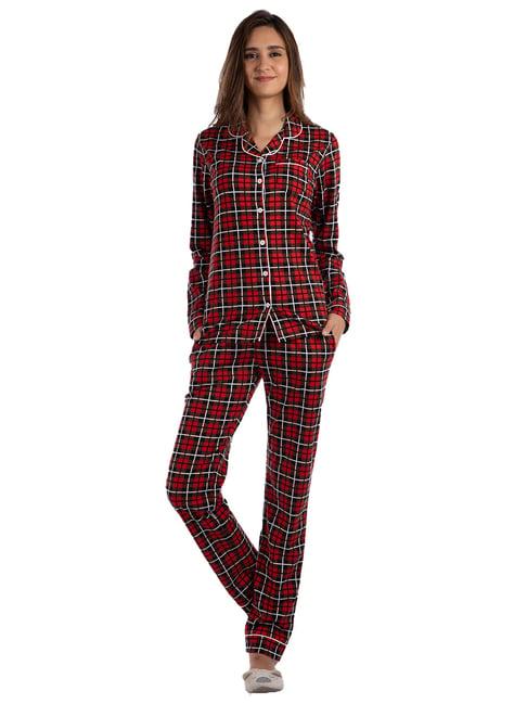 nite flite red & black checks shirt with pyjamas