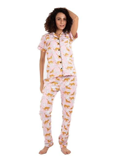 nite flite pink printed shirt with pyjamas